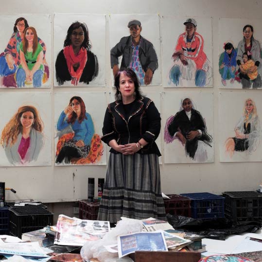 Early in 2015 with all the portraits completed an exhibition was formed in conjunction with the Asylum Seekers Centre in Sydney. Cards accompanying each portrait contained a brief story about why they came here, their hopes and dreams for the future, as well as their personal interests. 	
I did not be receive any commission at all, from the exhibition, I felt it would be wrong to do so. All money raised went to support the Asylum Seekers Centre. The Centre provides personal and practical support to over 1,500 asylum seekers, such as legal advice, accommodation, health care, food and employment assistance. As a grassroots, non-profit organisation, it has to rely on grants, donations and volunteers to undertake its work.